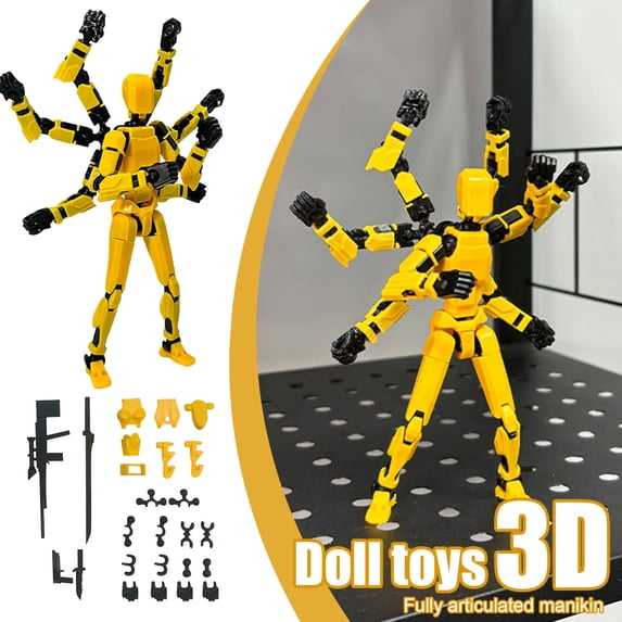 T13 Action Figure Set, Dummy Robot Titan 13 Action Figures, Suitable for Collectors, Desktop Decoration,Creative Assembly And Decompression Toys Yellow