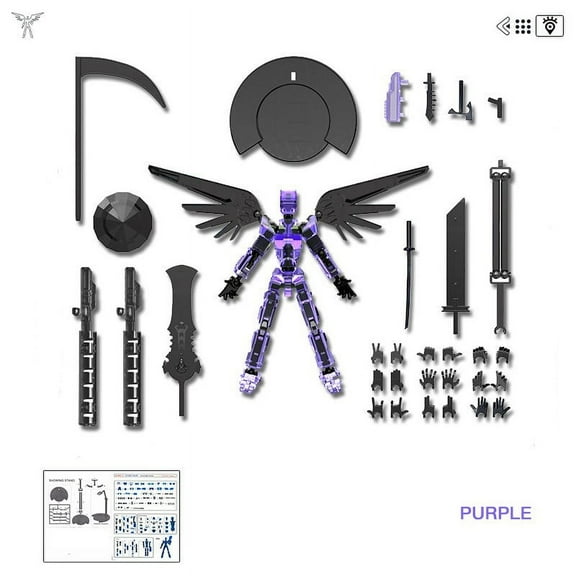 T13 Action Figure Set, Robot Action Figure Titan 13 3D Printed Toys Articulated, Suitable for Stop Motion Animation, Collectors Desktop Decorations Purple