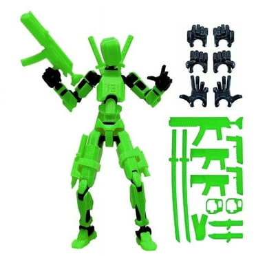T13 Action Figure Set, Titan 13 Robot Action Figure 3D Printed robo 13 Action Figure Articulated, Dummy 13 Lucky 13 Gift for Collectors Desktop Decorations (Green)