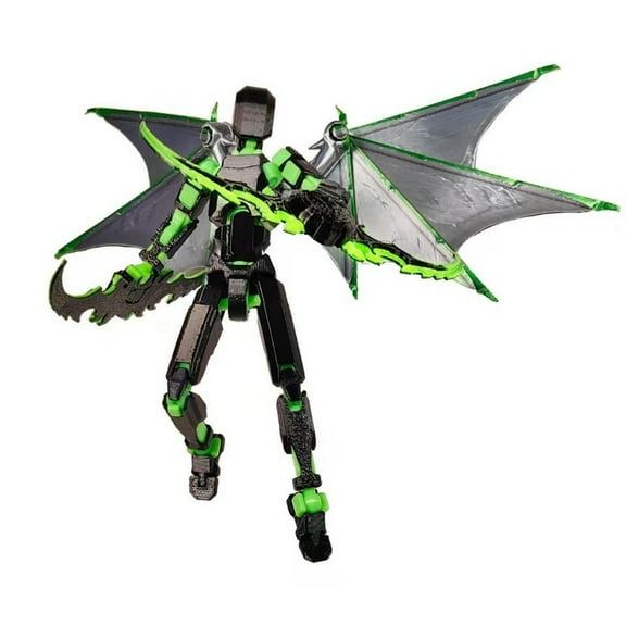 T13 Action Figure Set, Titan 13 Robot Action Figure 3D Printed robo 13 Action Figure Articulated, Dummy 13 Lucky 13 Gift for Collectors Desktop Decorations (Green)