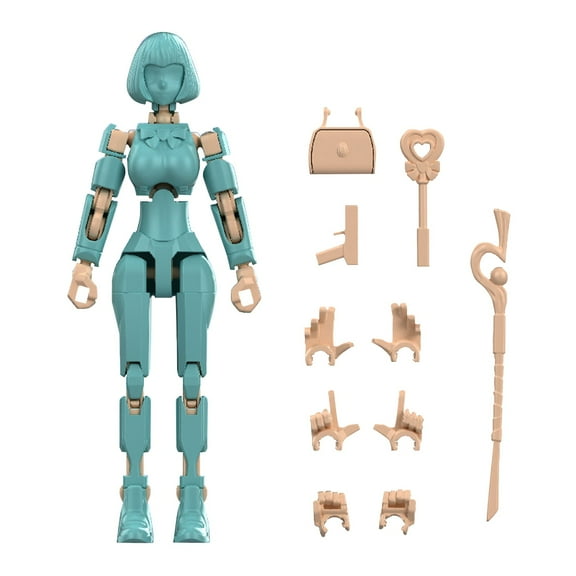T13 Action Figure Set, Titan 13 Robot Action Figure 3D Printed robo 13 Lucky 13 Articulated, Dummy Gift for Collectors Desktop Decor Green