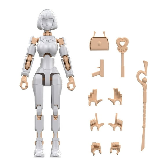 T13 Action Figure Set, Titan 13 Robot Action Figure 3D Printed robo 13 Lucky 13 Articulated, Dummy Gift for Collectors Desktop Decor White