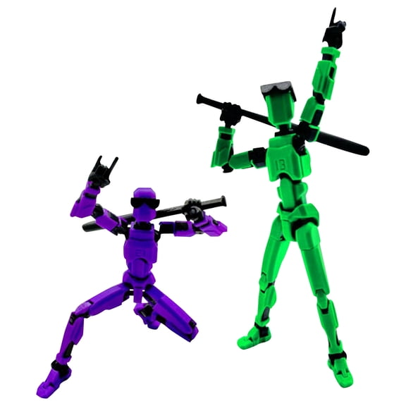 T13 Action Figure Tennis Player Mech Titan 13 3D Printed Finished Purple Green Plastic Model for Full Body Stress ReliefColor
