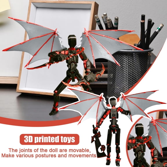 T13 Action Figure, Titan 13 3D Printed Dark Style Articulated Figure, Multi-Jointed Movable Robot Model with Creative Design, Collectible Desktop Decoration Ornament, 1 Pack