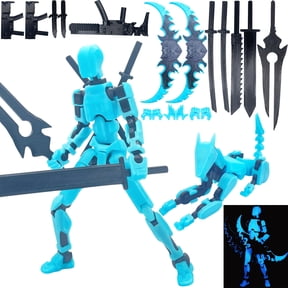 T13 Titan 13 3D Printed Action Figure Set, Pre-Assembled Robot with Movable Dog & Interchangeable Weapons, Grow in The Dark Blue