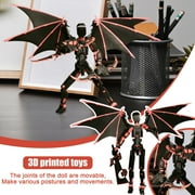 T13 Assembly Completed 3D Printed Action Figure, Titan 13 Robot Action Figure, T13 Collectible Action Figure Articulated, for Collectors Desktop Decorations Black Red