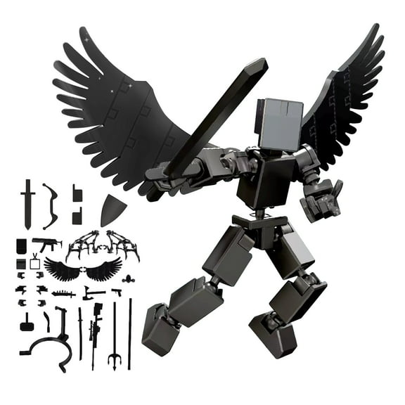 T13 Mini Hip Hop T 13 Action with Wings Rich Accessory Package Model Full Body Mobile Robot Desktop Decoration
