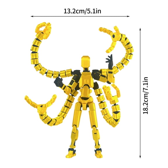 T13 Multi-Jointed Action Figure with 6 Weapons and Interchangeable Hands, Creative Decompression 3D Printed Doll Gray