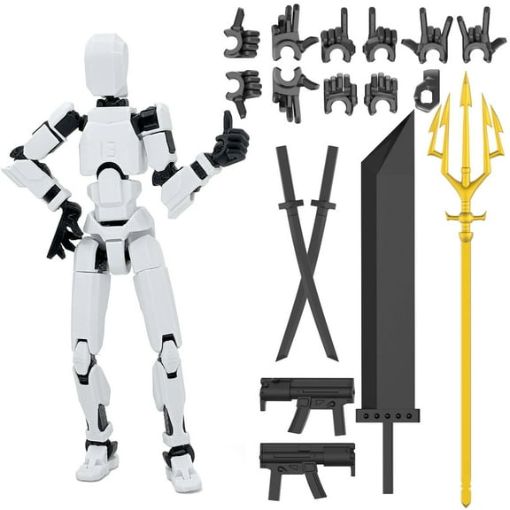 T13 Multi-Jointed Action Figures,8 Inch Articulated Full Body Mechanical Doll,Animation Multi-Articulated Action Figure (White)