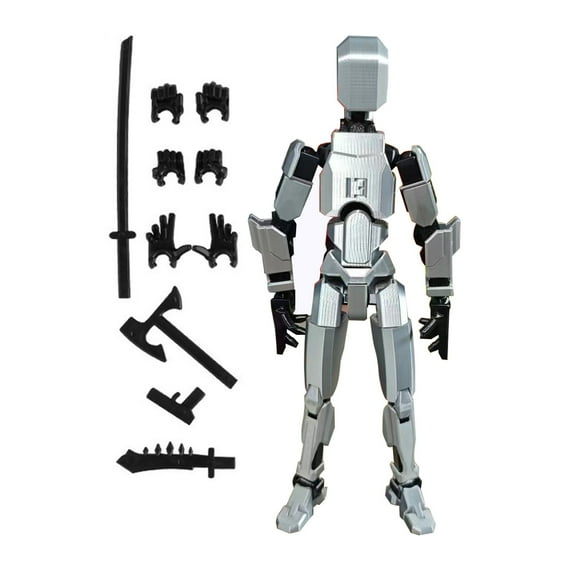 T13 Robot Action Figure,4 Inch 3D Printed Figure Set, Dummy Robot,Full Body Decompression Artifact (Silver)