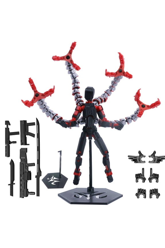 T13 Titan 13 Action Figure Set, Robot Action Figure 3D Printed robo 13 Action Fidget Toys Dummy Figure Articulated, Lucky 13 for Collectors Desktop Decorations (Red)