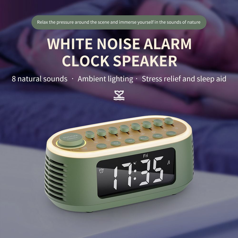 T13 White Noise Machine Bluetooth Speaker, Digital Alarm Clock Sleep Timer with LED Display RGB Night Light, Soothing Natural Sleeping Sound Machine for Baby, Kids, Adults, Bedrooms (Black)