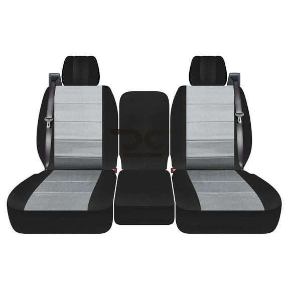Fits 2004-2008 Ford F-150 Velour Seat Covers 40/20/40 Bench Opening Conso Int Seat Belts:Blk Silver