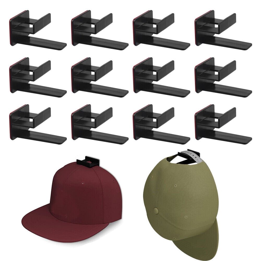 T1359 Wall Cap Holder - Adhesive Hat Rack with 12 Hooks 