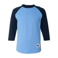 thumbnail image 1 of T137 Adult Raglan Baseball T-Shirt - Light Blue/ Navy - Medium, 1 of 2