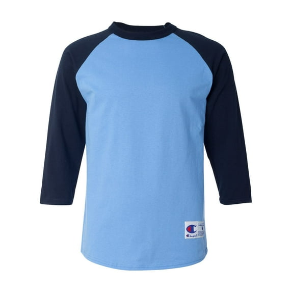 T137 Adult Raglan Baseball T-Shirt - Light Blue/ Navy - Medium