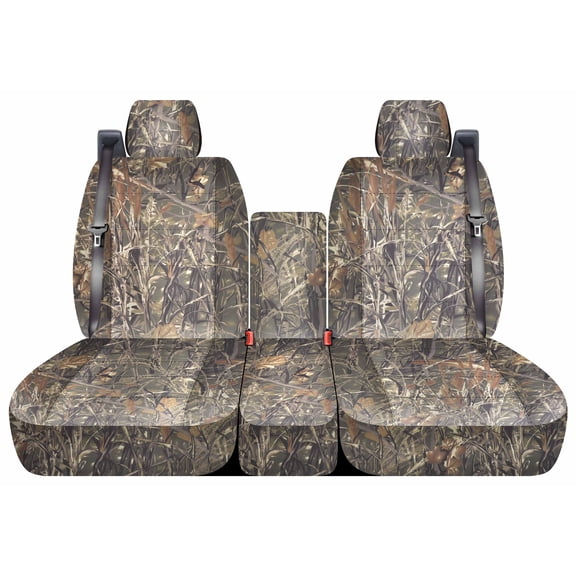 Fits 2004-2008 Ford F-150 Camo Seat Covers 40/20/40 Bench Opening Console Int Seat Belts:Wetland