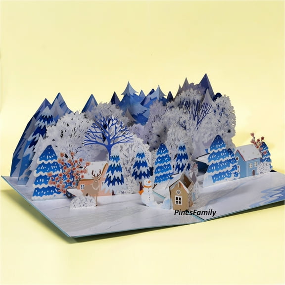 T14-3D Pop Up Card with Snow Forest | Birthdays, Christmas, Mother's Day, and More!