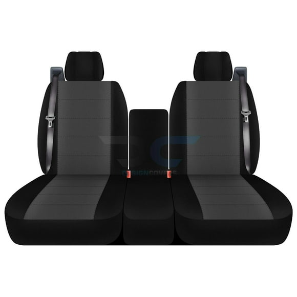Fits 2004-2008 Ford F-150 Velour Seat Covers 40/20/40 Bench Int Seat Belt Solid Console:Blk Charcoal