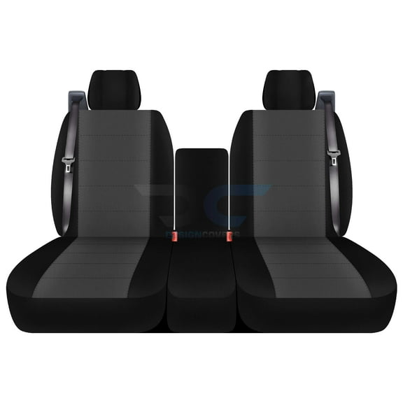Fits 2004-2008 Ford F-150 Velour Seat Covers 40/20/40 Bench Int Seat Belt Solid Console:Blk Charcoal