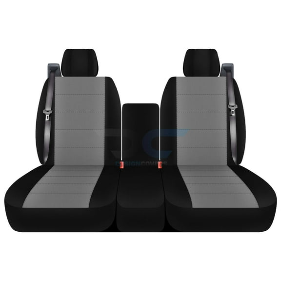 Fits 2004-2008 Ford F-150 Velour Seat Covers 40/20/40 Bench Int Seat Belt Solid Console:Blk Silver