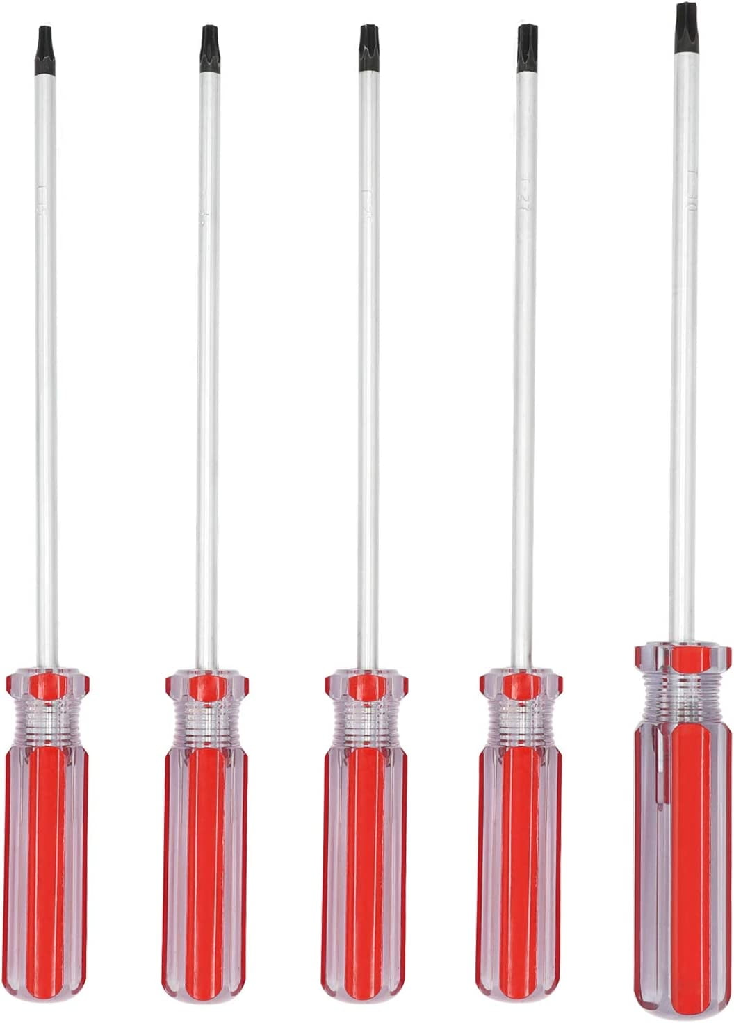 AKTOO T15 T20 T25 T27 T30 Torx Screwdriver Set, 6inch Magnetic Torx Driver Star Bit Screwdrivers for Computer Repairing, Automobile Tools and Home Appliances,5-Piece