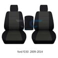 thumbnail image 1 of Fits 2009-2014 Ford F-150 Velour Seat Covers 2 HR Console:XLT & Texas Edition:Blk Charcoal, 1 of 5
