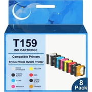 T159 Ink Cartridge Compatible for Epson R2000 Ink T159020 T159120 T159220 T159320 T159420 T159720 T159820 T159920 Stylus R2000 Photo Printer8-Pack