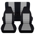 thumbnail image 1 of T179-Designcovers Fits 1987-1995 Jeep Wrangler YJ 2door Cotton Seat Covers:Black and Silver - Full Set, 1 of 5