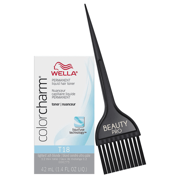 T18 Lightest Ash Blonde, Wella ColorCharm Permanent Liquid Hair Toner 42 ml / 1.4 oz