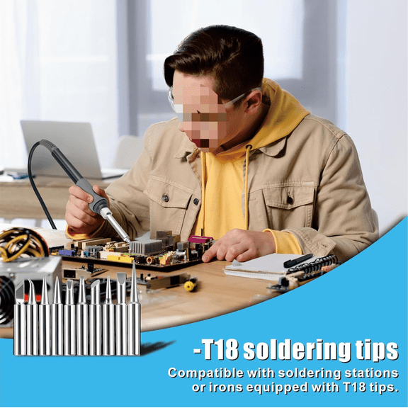 T18 Soldering Iron Tips,10Type Solder Tips T18-LB,BR02,D16,D32,B,K,C2,C5,I,S3 Replacement Tip for FX-888D Rework Station