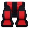 thumbnail image 1 of T181-Designcovers Fits 1987-1995 Jeep Wrangler YJ 2door Cotton Seat Covers:Black and Red - Full Set, 1 of 5