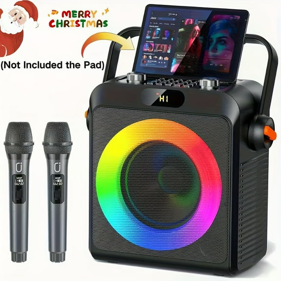 T19-T Karaoke Speaker with 2 Microphones, Karaoke Machine for Adult, Wireless Speaker with Karaoke Function, Home Speaker Karaoke System with RGB Light, Live Streaming Function, Christmas Gift