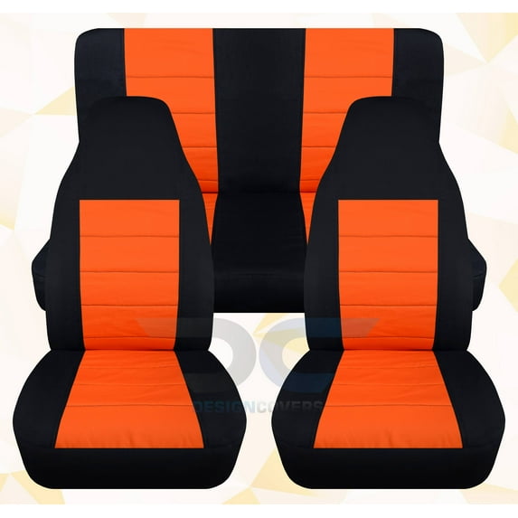 Designcovers Fits 1987-1995 Jeep Wrangler YJ 2Dr Cotton Seat Covers:Blk Orange - FullSet