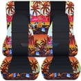 thumbnail image 1 of T194-Designcovers Compatible with 1987-1995 Jeep Wrangler YJ Two-Tone Hawaiian Print Seat Covers:Red a Palm tree and Black - Full Set Front&Rear, 1 of 5