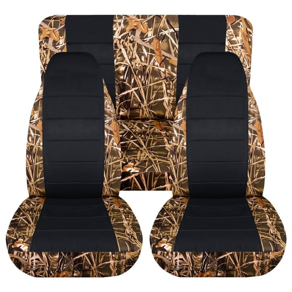 T195-Designcovers Fits 1987-1995 Jeep Wrangler YJ 2door Camouflage Seat Covers:Wetland and Black - Full Set