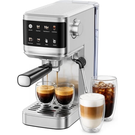 T1A Pro Espresso Machine 20 Bar, Compact Espresso Maker with Milk Frother, Stainless Steel Coffee Maker with NTC Temp Control, Cold Brew Coffee Machine for Barista,
