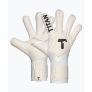 T1TAN Pro Soccer Goalkeeper Gloves Adult with Fingerprotection, Legend 1.0 White-Out , Size 6-11, German Brand