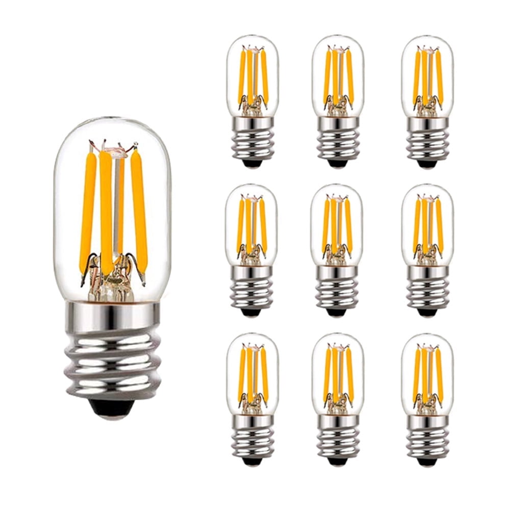 T20 Retro Tubular Edison Bulb, Led Filament Bulb 2 W Equal to 20 w Incanderant Lamp, 2200k Super Warm, E12 Base Mini Night Bulb, Clear Glass 110V,Chandelier Light Bulbs Decorative Lights , Pack of 10