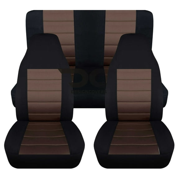 T217-Designcovers Fits 1987-1995 Jeep Wrangler YJ 2door Cotton Seat Covers:Black and Brown - Full Set