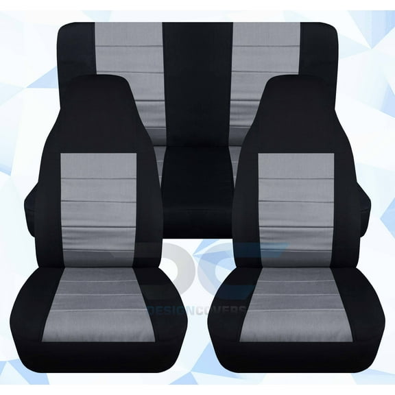 Designcovers Fits 2003-2006 Jeep Wrangler LJ Cotton Seat Covers:Black Silver -Full Set
