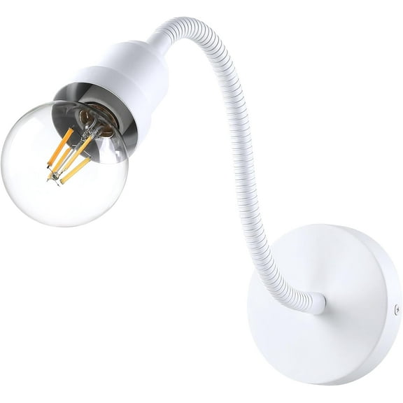T2300784 Hardwire Gooseneck Wall Sconce, White Reading Lamp for Living Room Bedroom Bedside