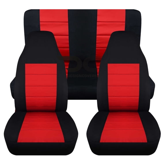 T232-Designcovers Fits 2003-2006 Jeep wrangler LJ Cotton Seat Covers:Black and Red - Full Set