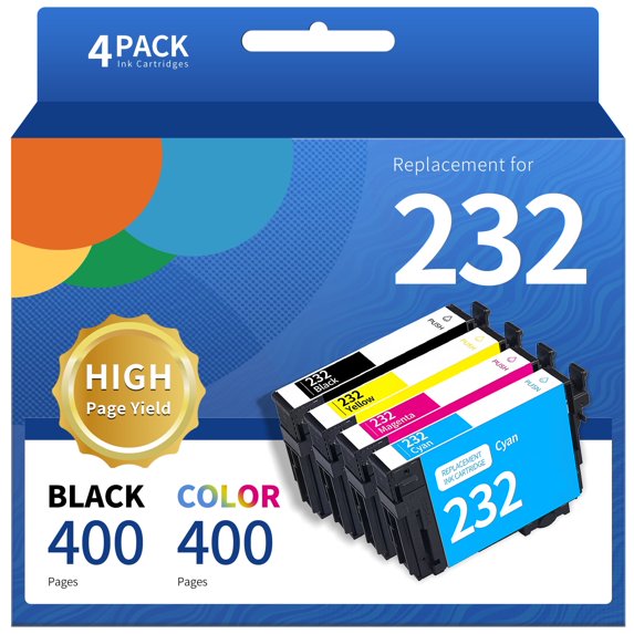 T232 ink cartridge for Epson T232 Ink for Epson Expression Home XP-4200 XP-4205 Workforce WF-2950 WF-2930 Printer(Black,Cyan,Magenta,Yellow)4-PACK