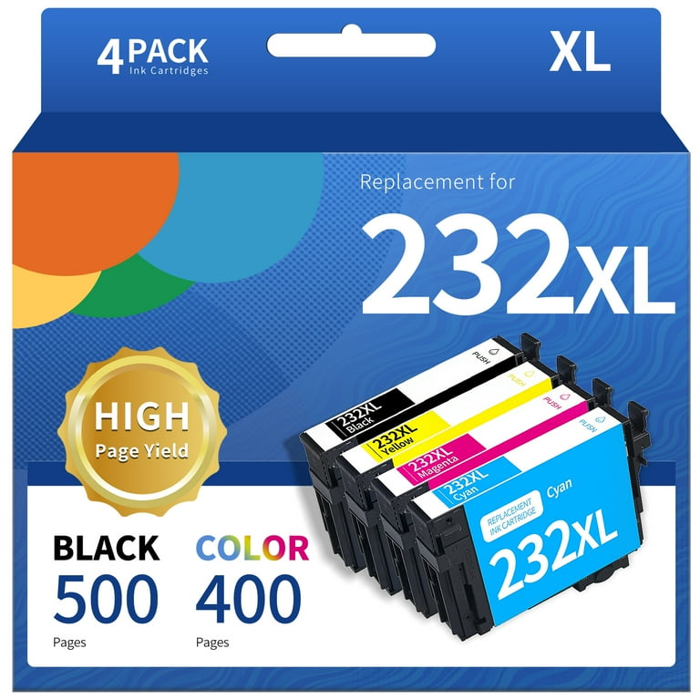 G&G T232XL Ink Cartridge 4-Pack for Epson WF-2950, WF-2930, XP