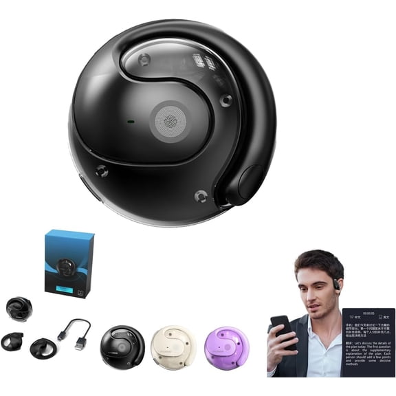 T26 Pro Wireless Bluetooth AI Translation Earbuds, Language Translator Device with Real-Time 114 Languages, for Travelers & Business (Black) (K)