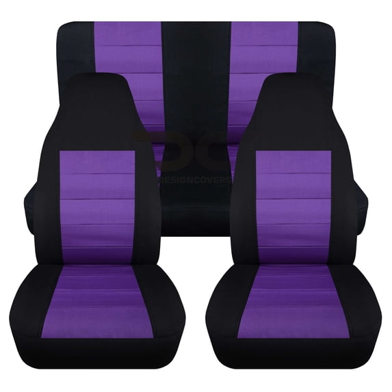 T274-Designcovers Fits 1997-2002 Jeep Wrangler TJ SE/Sport/Sahara 2door Cotton Seat Covers:Black and Purple - Full Set
