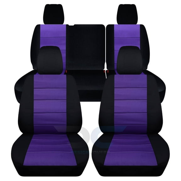 T278-Designcovers Compatible with 2013-2018 Jeep Wrangler JK 4door Two-Tone Seat Covers:Black and Purple - Full Set Front&Rear