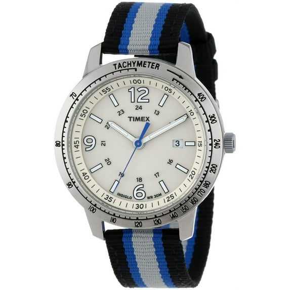 T2N754 Men's Weekender White Dial Multi-Colored Nylon Strap Stainless Steel Watch