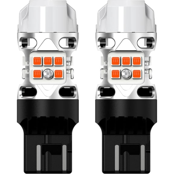 T3 7440 7443 LED Turn Signal Amber, Super Bright 4000LM CANBUS Error Free Bulbs, Upgraded 7444na 7441 7444 7440NA W21W WY21W with Built In Resistor, Only For Standard Socket(2pcs)